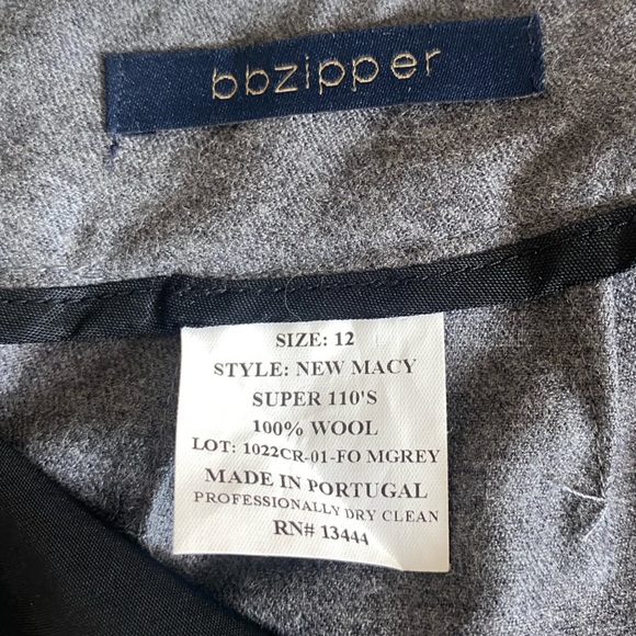 bbzipper New Macy 100% Wool Gray Dress Trousers Size 12 - Picture 2 of 14